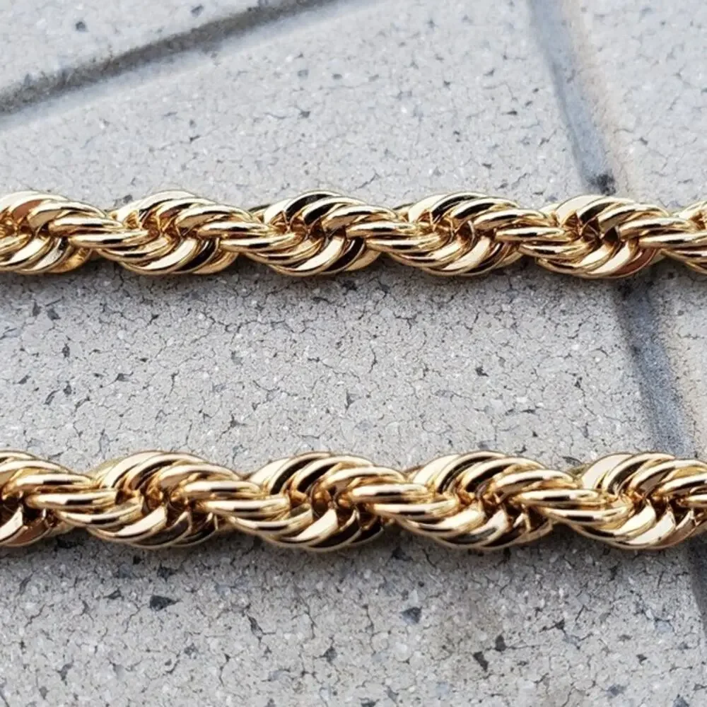Classic 14K Gold Plated Thick Diamond Cut Rope Chain Unisex